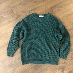 Bill Blass Textured Enerald Green Crewneck Sweater